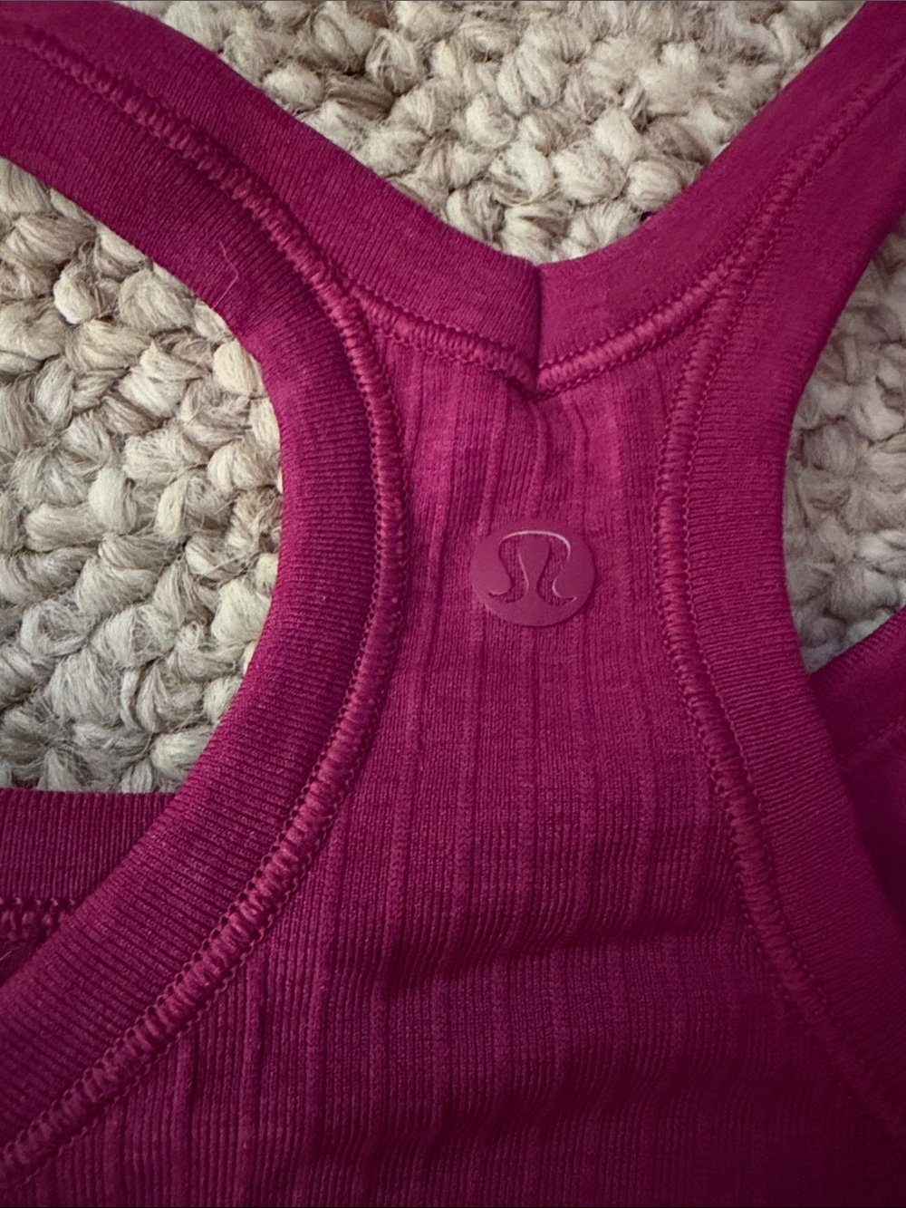 Women’s Ribbed Racerback Tank Top - Berry - Picture 3 of 3